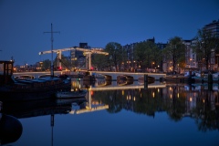 View on Skinny Bridge and Amstel River in Amsterdam, 2019 5678