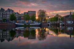 View on Walter Süskind bridge & Amstel river in Amsterdam, 2020