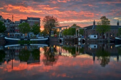 View on Walter Süskind bridge & Amstel river in Amsterdam, 2020