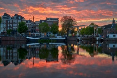 View on Walter Süskind bridge & Amstel river in Amsterdam, 2020