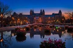 View on the Rijksmuseum at the Museum Square in Amsterdam, 2021