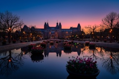 View on the Rijksmuseum at the Museum Square in Amsterdam, 2021