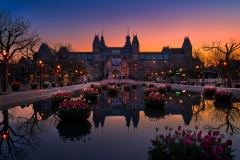 View on the Rijksmuseum at the Museum Square in Amsterdam, 2021