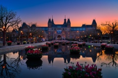 View on the Rijksmuseum at the Museum Square in Amsterdam, 2021