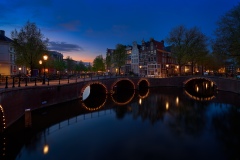 Where the Leidsegracht and Keizersgracht meet in Amsterdam, 2021
