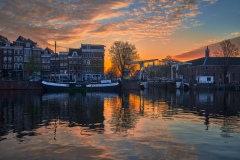 View on Walter Süskind bridge & Amstel river in Amsterdam, 2020
