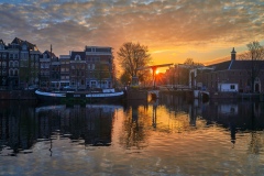 View on Walter Süskind bridge & Amstel river in Amsterdam, 2020