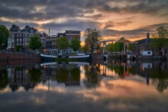 View on Walter Süskind bridge & Amstel river in Amsterdam, 2020