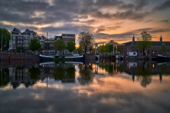 View on Walter Süskind bridge & Amstel river in Amsterdam, 2020