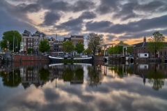 View on Walter Süskind bridge & Amstel river in Amsterdam, 2020