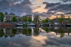 View on Walter Süskind bridge & Amstel river in Amsterdam, 2020