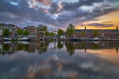 View on Walter Süskind bridge & Hermitage Museum in Amsterdam,