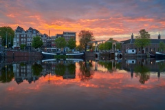 View on Walter Süskind bridge & Amstel river in Amsterdam, 2020
