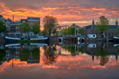 View on Walter Süskind bridge & Amstel river in Amsterdam, 2020