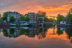 View on Walter Süskind bridge & Amstel river in Amsterdam, 2020