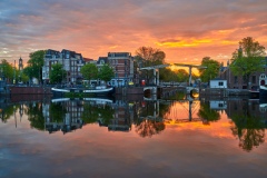 View on Walter Süskind bridge & Amstel river in Amsterdam, 2020