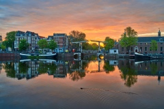 View on Walter Süskind bridge & Amstel river in Amsterdam, 2020