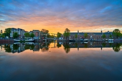 View on Walter Süskind bridge & Hermitage Museum in Amsterdam,