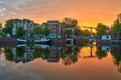 View on Walter Süskind bridge & Amstel river in Amsterdam, 2020