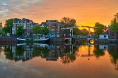 View on Walter Süskind bridge & Amstel river in Amsterdam, 2020