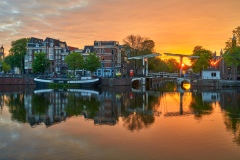View on Walter Süskind bridge & Amstel river in Amsterdam, 2020