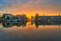 View on Walter Süskind bridge & Hermitage Museum in Amsterdam,