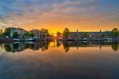 View on Walter Süskind bridge & Hermitage Museum in Amsterdam,