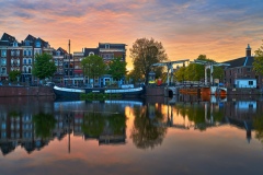 View on Walter Süskind bridge & Amstel river in Amsterdam, 2020