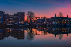 Panorama of Amstel River & Blauwbrug in Amsterdam, 2019 18979 x